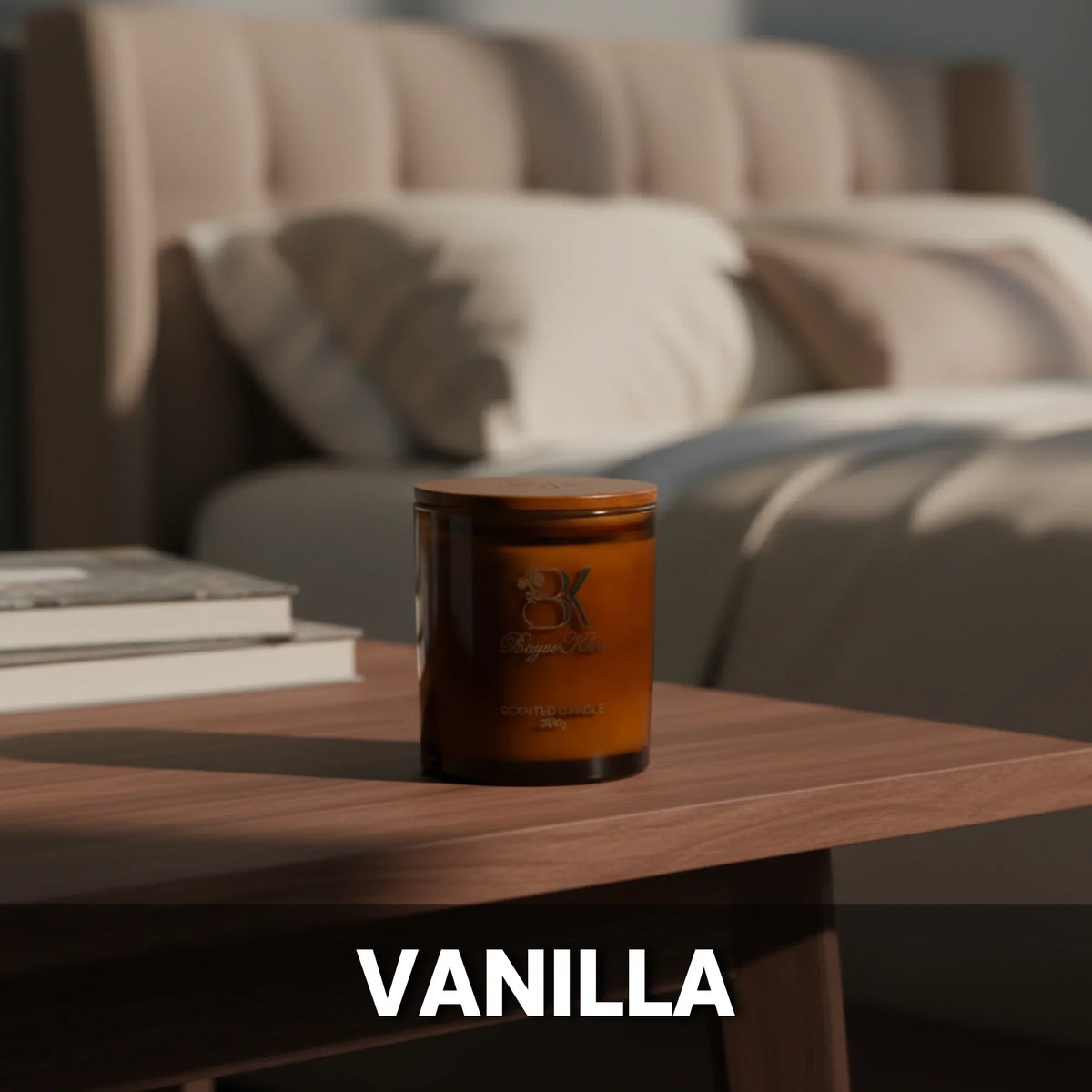Vanilla scented candle in a decorative glass jar فانيلا - شمعة