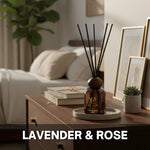 Lavende reed aroma diffuser with glass bottle and fragrance reeds لافيندر مع ورد - فواحة أعواد