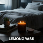 Lemongrass scented candle in a decorative glass jar ليمون جراس - شمعة