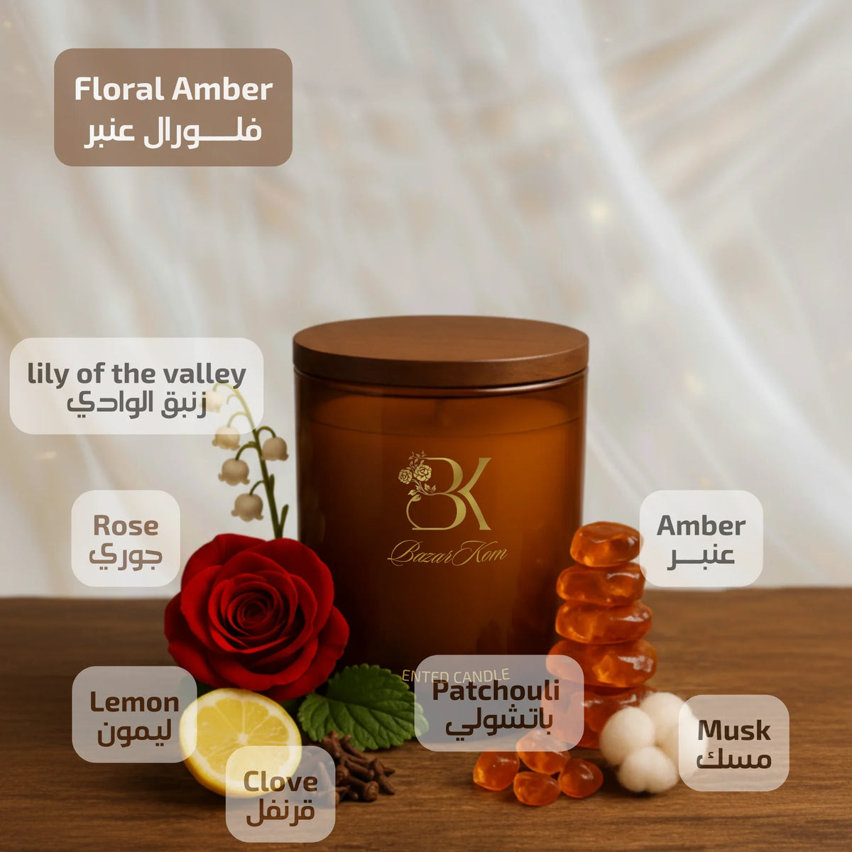 Floral Amber home fragrance set with coordinated scented products طقم هدايا فلورال أمبر