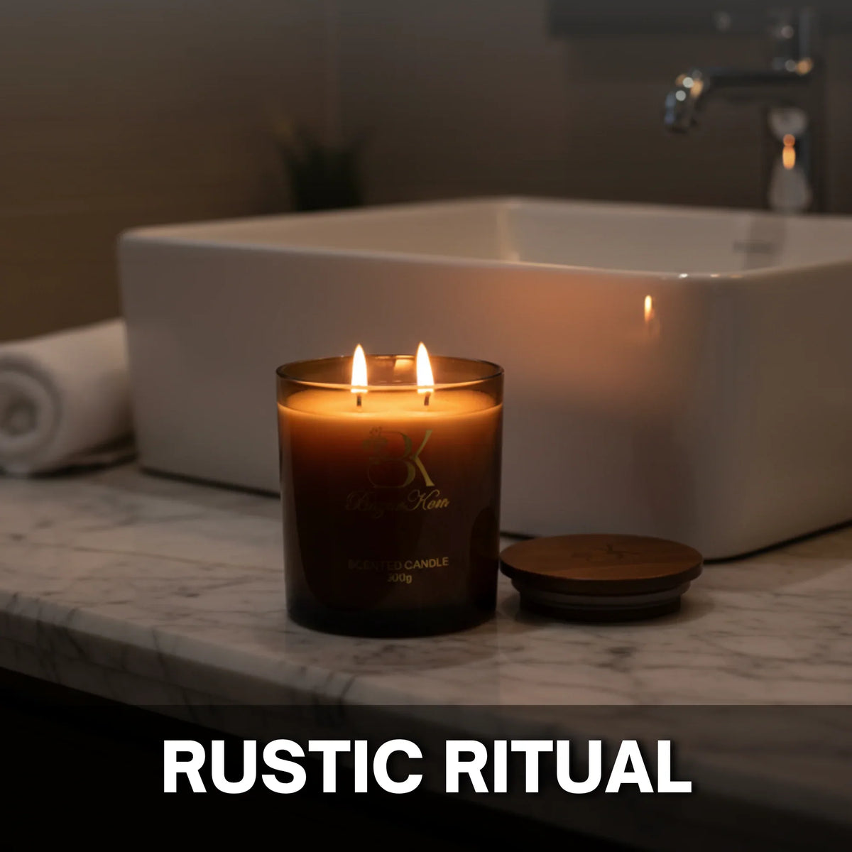 Rustic Ritual scented candle in a decorative glass jar روستيك ريتشوال - شمعة