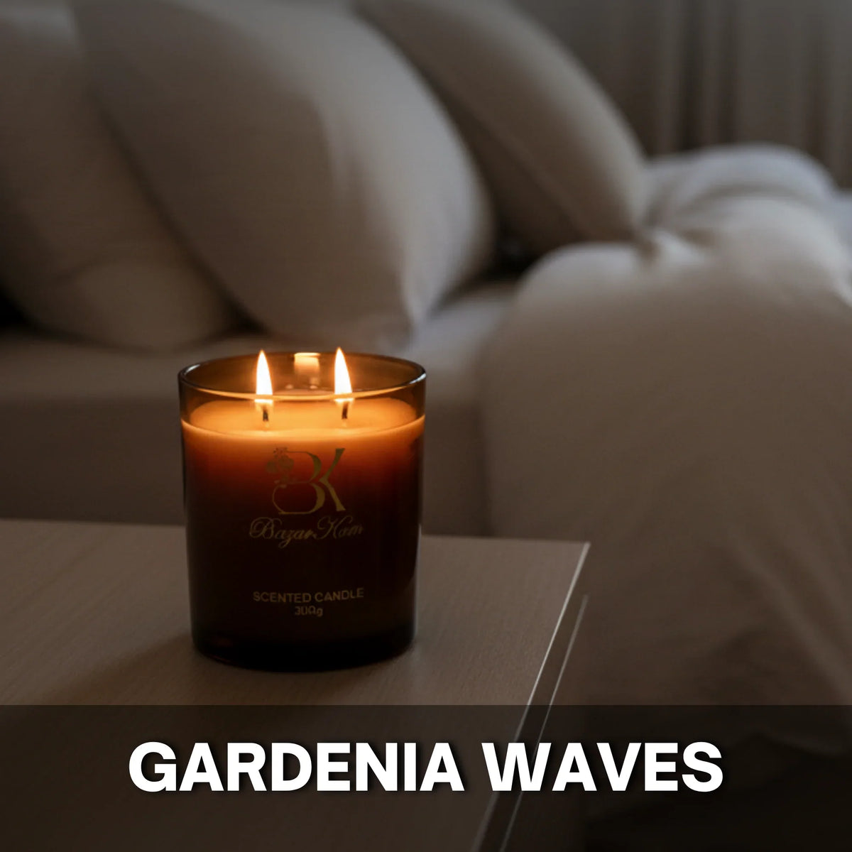Ocean Gardenia scented candle in a decorative glass jar جاردينيا ويفز - شمعة