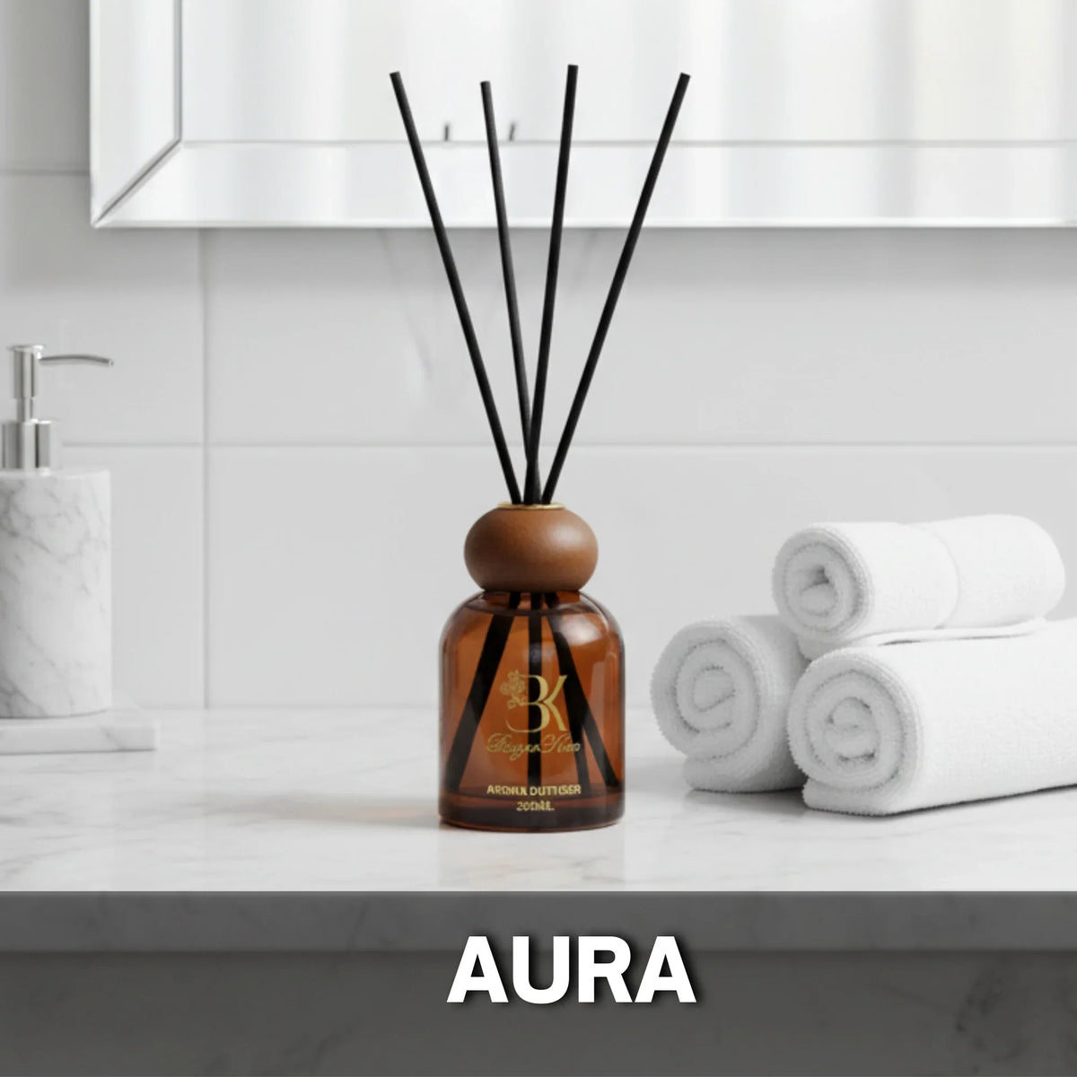 Aura reed aroma diffuser with glass bottle and fragrance reeds Aura - Reed Diffuser