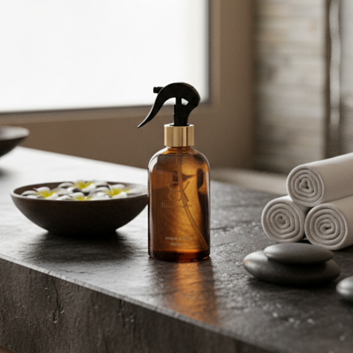 Bazarkom room spray bottle on a table