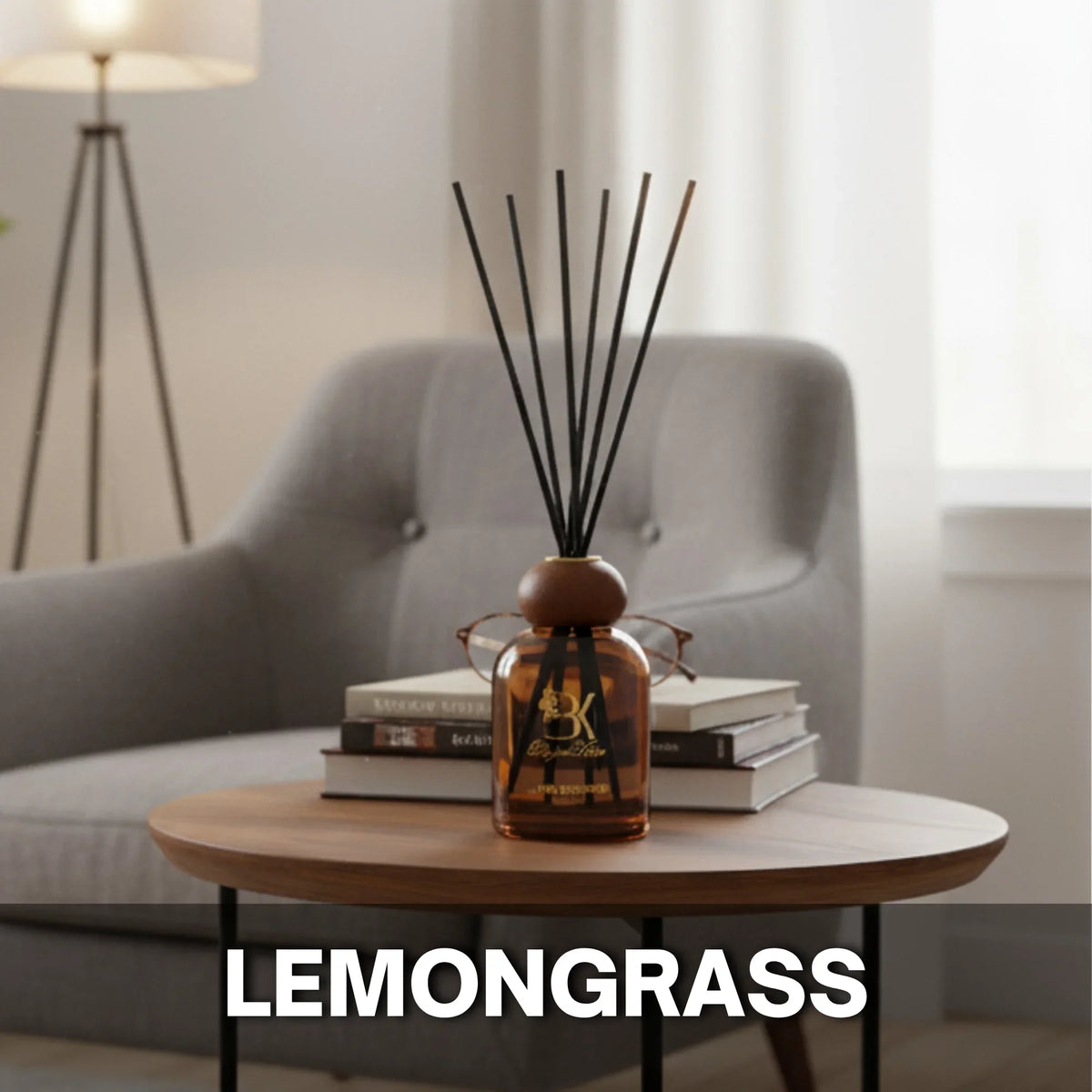 Lemongrass reed aroma diffuser with glass bottle and fragrance reeds Lemongrass - Reed Diffuser