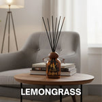 Lemongrass reed aroma diffuser with glass bottle and fragrance reeds Lemongrass - Reed Diffuser
