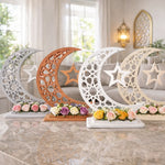 Handmade wooden Ramadan crescent moon decoration, 40 cm Handmade wooden Ramadan Hilal - Brown
