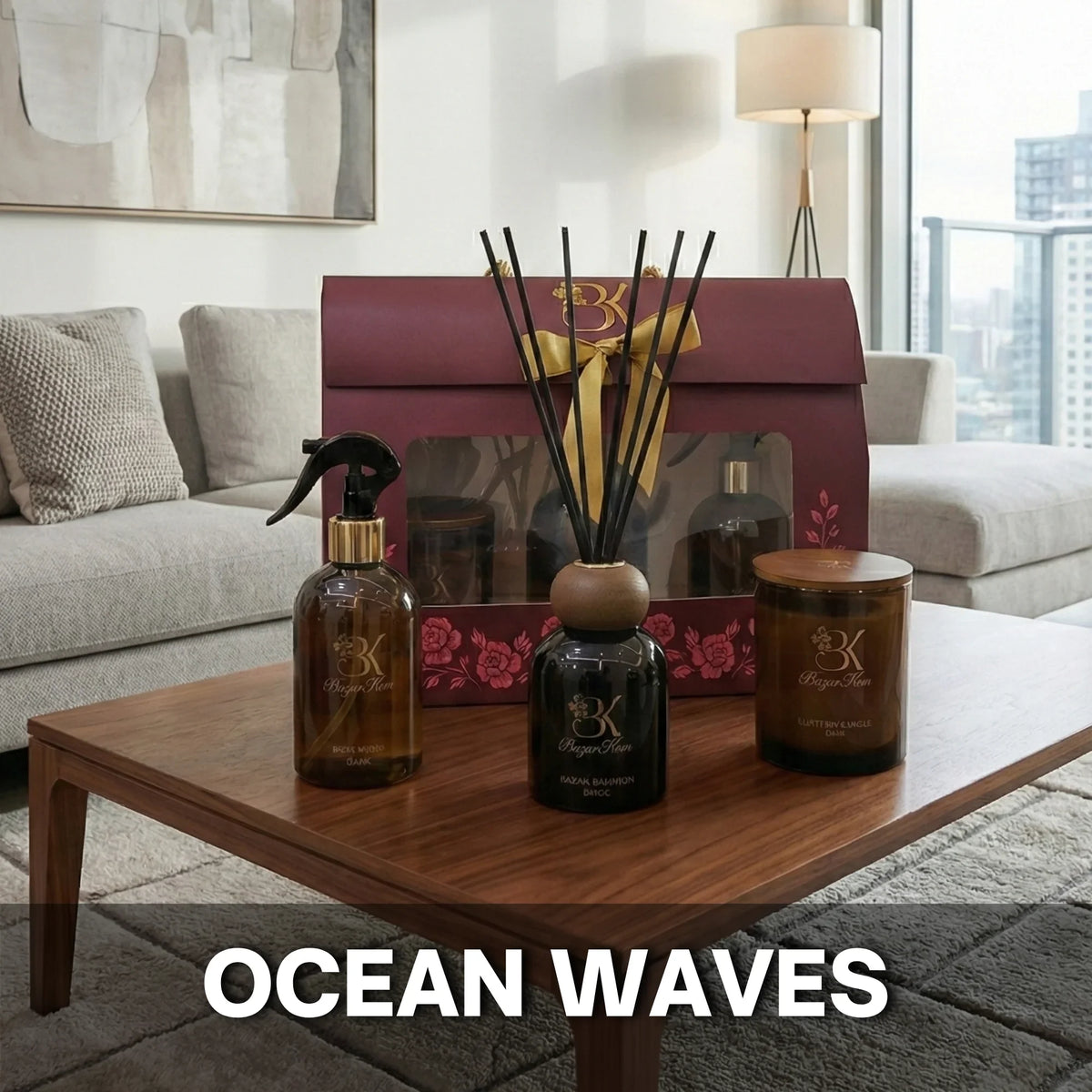 Ocean Waves fragrance gift set with coordinated home fragrance products Ocean Waves Gift Set