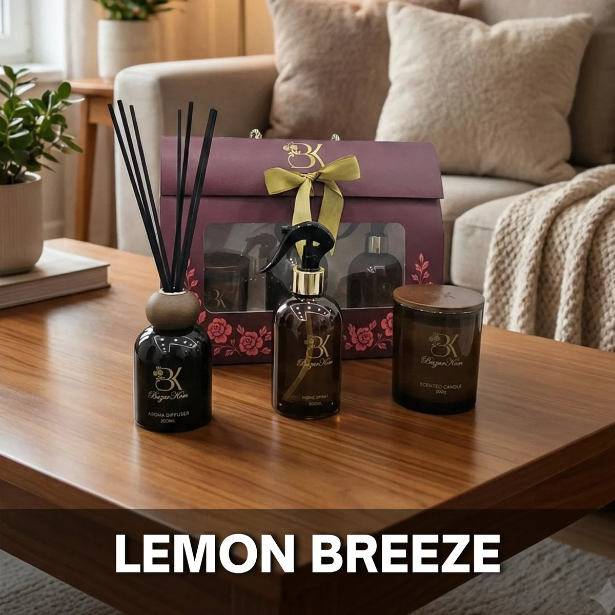 Lemon Breeze home fragrance set with coordinated scented products