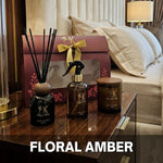 Floral Amber home fragrance set with coordinated scented products طقم هدايا فلورال أمبر