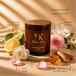 Ocean Gardenia scented candle in a decorative glass jar جاردينيا ويفز - شمعة