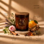 Lavender scented candle in a decorative glass jar لافيندر مع ورد - شمعة