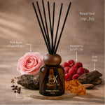 Royal Oud reed aroma diffuser with glass bottle and fragrance reeds رويال عود - فواحة أعواد