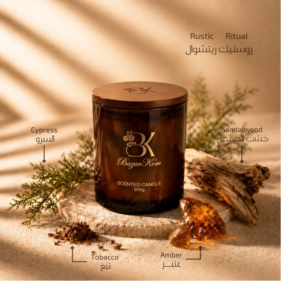 Rustic Ritual scented candle in a decorative glass jar روستيك ريتشوال - شمعة
