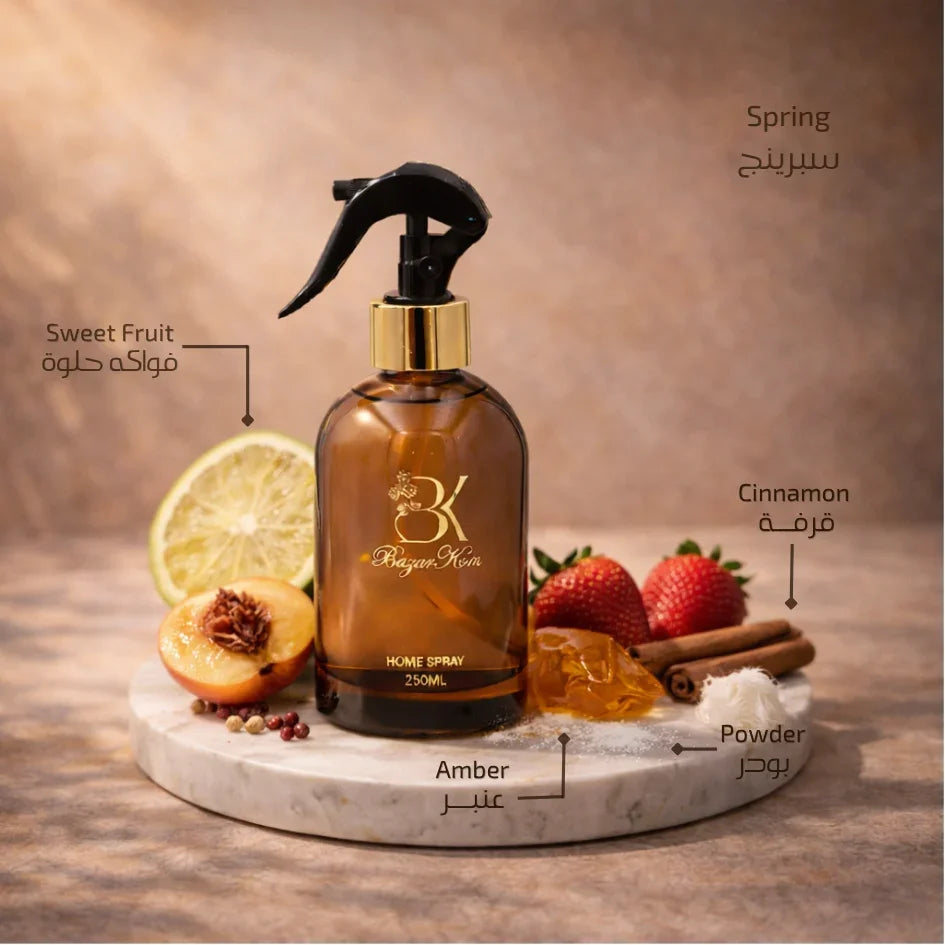 Spring scented home spray in a decorative fragrance bottle