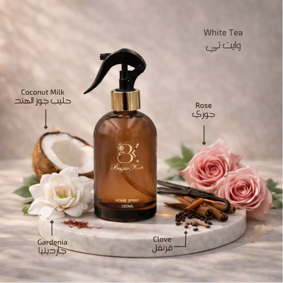 White Tea scented home spray in a decorative fragrance bottle White Tea - Home Spray